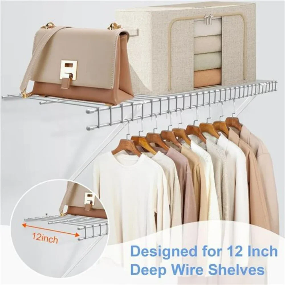 Wire Shelf Brackets 8 Pack 12 Inch Metal Closet Support with Clips and End Brack